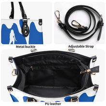 Load image into Gallery viewer, DRIP SF White Logo  &amp; Blue Multiple Sizes Upgraded Luxury Women PU Leather Handbag
