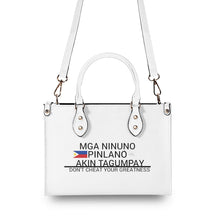 Load image into Gallery viewer, Ancestors Filipino, Black Logo ,Flag &amp; White and Black Stripes Multiple Sizes Upgraded Luxury Women PU Leather Handbag
