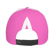 Load image into Gallery viewer, Ancestors Black, White Logo, White Stripes &amp; Pink Curved Brim Baseball Cap (AOP)
