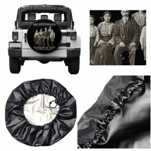 Load image into Gallery viewer, Ancestors + Latino Family, White Logo, Black  Tire cover
