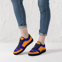 Load image into Gallery viewer, DCYG G4's Orange &amp; Blue, Black Sole Low-Top Leather Sneakers

