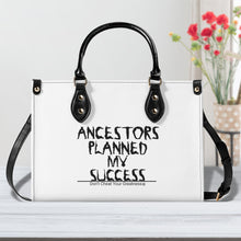 Load image into Gallery viewer, Ancestors Black,  Black Logo &amp; White &amp; Black Stripes,Multiple Sizes Upgraded Luxury Women PU Leather Handbag
