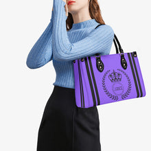 Load image into Gallery viewer, Royalty 24 Black Logo ,Stripes &amp; Purple Multiple Sizes Upgraded Luxury Women PU Leather Handbag
