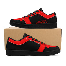 Load image into Gallery viewer, DCYG 4G's Black &amp; Red, Black Sole Low-Top Leather Sneakers
