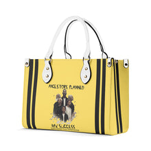 Load image into Gallery viewer, Ancestors+ Black Family, Black Logo &amp; Black Stripes, Yellow Multiple Sizes Upgraded Luxury Women PU Leather Handbag
