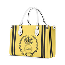 Load image into Gallery viewer, Royalty 24 Black Logo ,Stripe &amp; Yellow Multiple Sizes Upgraded Luxury Women PU Leather Handbag
