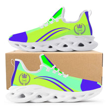 Load image into Gallery viewer, Royal 38 DDZ Purple Logo &amp; Lime/ Yellow Flex Control Sneaker - White
