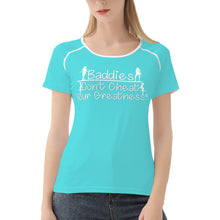 Load image into Gallery viewer, DCYG 24SX Baddies White logo &amp; Turquoise Women's All-Over Print T shirt
