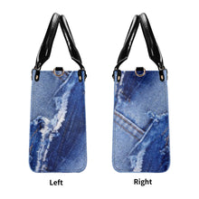 Load image into Gallery viewer, 45 Dgr White Logo &amp; Denim Multiple Sizes Upgraded Luxury Women PU Leather Handbag
