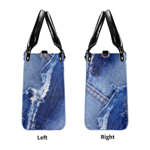 45 Dgr White Logo & Denim Multiple Sizes Upgraded Luxury Women PU Leather Handbag
