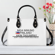 Ancestors Filipino, Black Logo ,Flag & White and Black Stripes Multiple Sizes Upgraded Luxury Women PU Leather Handbag