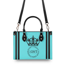 Load image into Gallery viewer, Royalty DON'T D4XV Black logo, Stripes &amp; Turquoise  Multiple Sizes Upgraded Luxury Women PU Leather Handbag
