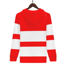 Load image into Gallery viewer, DCYG 25NC White Logo ,White Stripes &amp; Red Mens All Over Print HoodieMen's All Over Print Hoodie
