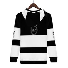 Load image into Gallery viewer, Royalty DON'T D4XV Black &amp; White  Logo ,White Stripes &amp; Black Men's All Over Print Hoodie
