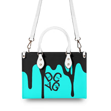 Load image into Gallery viewer, DRIP LO  Black Logo &amp; Turquoise  Multiple Sizes Upgraded Luxury Women PU Leather Handbag
