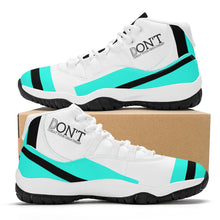Load image into Gallery viewer, DONT D4X Black  Logo ,Teal,Black Stripes &amp; White High Top Air Retro Sneakers - White
