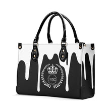 Load image into Gallery viewer, Royalty, White Logo, White Drip  &amp; Black Multiple Sizes Upgraded Luxury Women PU Leather Handbag
