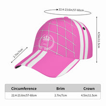 Load image into Gallery viewer, Royalty 24 White Logo, Netting ,Stripes &amp; Pink Curved Brim Baseball Cap (AOP)
