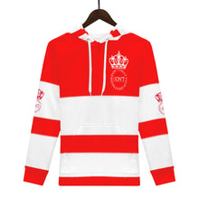 Load image into Gallery viewer, Royal DON'T D4XV  White Logo, Stripes &amp; Red Men's All Over Print Hoodie
