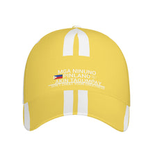 Load image into Gallery viewer, Ancestors Filipino White Logo &amp; Light Gold and White Stripes Curved Brim Baseball Cap (AOP)
