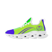 Load image into Gallery viewer, Royal 38 DDZ Purple Logo &amp; Lime/ Yellow Flex Control Sneaker - White
