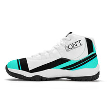Load image into Gallery viewer, DONT D4X Black  Logo ,Teal,Black Stripes &amp; White High Top Air Retro Sneakers - White
