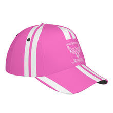 Load image into Gallery viewer, Ancestors Native, White Logo,Stripes &amp; Pink Curved Brim Baseball Cap (AOP)
