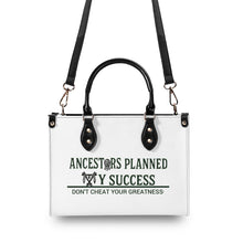 Load image into Gallery viewer, Ancestors Native, Black Logo &amp; White  and Black Multiple Sizes Upgraded Luxury Women PU Leather Handbag
