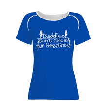 Load image into Gallery viewer, DCYG 24SX Baddies White Logo &amp; Blue Women's All-Over Print T shirt
