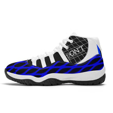 Load image into Gallery viewer, DX4 White Logo ,  Black, Blue Netting &amp; White High Top Air Retro Sneakers - White
