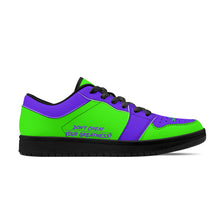 Load image into Gallery viewer, DCYG G4's Purple &amp; Green  Black Sole Low-Top Leather Sneakers
