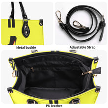 Load image into Gallery viewer, DCYG Black Red Bottoms &amp; Neon Yellow Multiple Sizes Upgraded Luxury Women PU Leather Handbag
