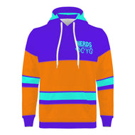 DCYG Teal NERDS Logo , Orange, Teal Stripes &  Purple Men's All Over Print Hoodie