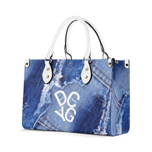 Load image into Gallery viewer, DRIP LO White Logo &amp; Denim Multiple Sizes Upgraded Luxury Women PU Leather Handbag
