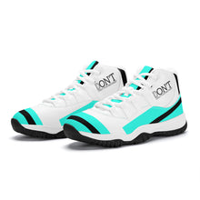 Load image into Gallery viewer, DONT D4X Black  Logo ,Teal,Black Stripes &amp; White High Top Air Retro Sneakers - White
