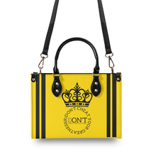 Load image into Gallery viewer, Royalty DON'T D4XV Black  Logo ,Stripes &amp; Gold Multiple Sizes Upgraded Luxury Women PU Leather Handbag
