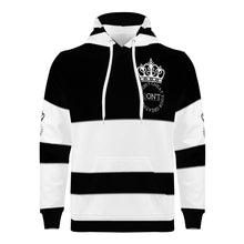 Load image into Gallery viewer, Royalty DON'T D4XV Black &amp; White  Logo ,White Stripes &amp; Black Men's All Over Print Hoodie
