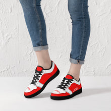 Load image into Gallery viewer, DCYG G4's Red &amp; White, Black Sole Low-Top Leather Sneakers
