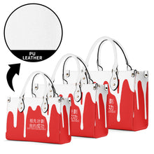 Load image into Gallery viewer, Ancestors Chinese, White Logo &amp; Red  &amp; Drip  White Multiple Sizes Upgraded Luxury Women PU Leather Handbag
