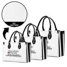 Load image into Gallery viewer, Ancestors Filipino, Black Logo ,Flag &amp; White and Black Stripes Multiple Sizes Upgraded Luxury Women PU Leather Handbag
