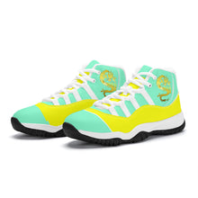 Load image into Gallery viewer, SWAN Dragon Yellow Logo &amp; Mint Green , Yellow  High Top Air Retro Sneakers - White
