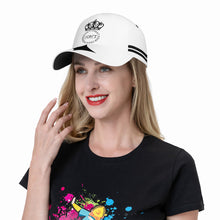 Load image into Gallery viewer, Royalty DON'T D4XV Black Logo, Stripes, Designs  &amp; White Curved Brim Baseball Cap (AOP)
