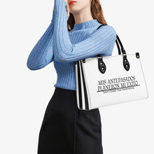 Load image into Gallery viewer, Ancestors Latino, Black Logo &amp; White &amp; Black Stripes Multiple Sizes Upgraded Luxury Women PU Leather Handbag
