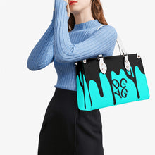 Load image into Gallery viewer, DRIP LO  Black Logo &amp; Turquoise  Multiple Sizes Upgraded Luxury Women PU Leather Handbag
