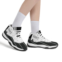 Load image into Gallery viewer, DX4 Black Logo. White ,Black Netting ,Design  &amp; White High Top Air Retro Sneakers - White
