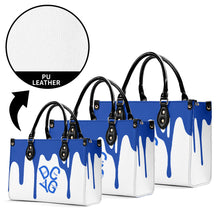 Load image into Gallery viewer, DRIP Blue Logo &amp; White Multiple Sizes Upgraded Luxury Women PU Leather Handbag
