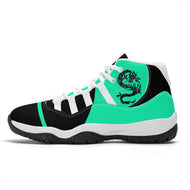 SWAN Mint Green Dragon Logo, Mint Green, Black  High Top Air Retro Sneakers - White