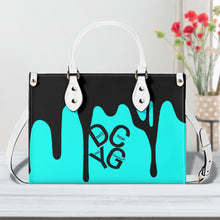 Load image into Gallery viewer, DRIP LO  Black Logo &amp; Turquoise  Multiple Sizes Upgraded Luxury Women PU Leather Handbag
