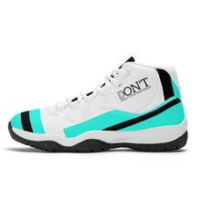 Load image into Gallery viewer, DONT D4X Black  Logo ,Teal,Black Stripes &amp; White High Top Air Retro Sneakers - White
