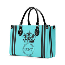 Load image into Gallery viewer, Royalty DON'T D4XV Black logo, Stripes &amp; Turquoise  Multiple Sizes Upgraded Luxury Women PU Leather Handbag
